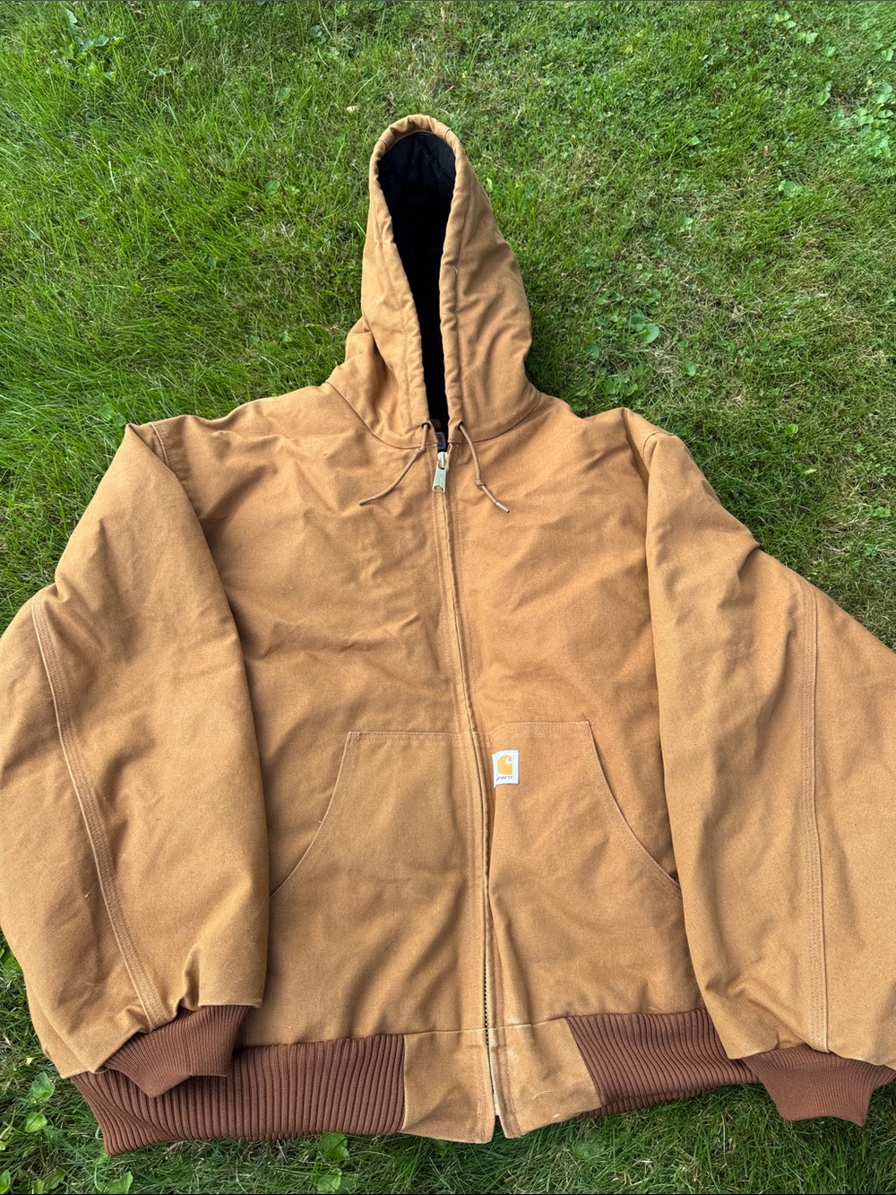 CARHARTT BROWN HOODED DUCK CANVAS PUFFER WORK JACKET IRREGULAR 4XL MENS